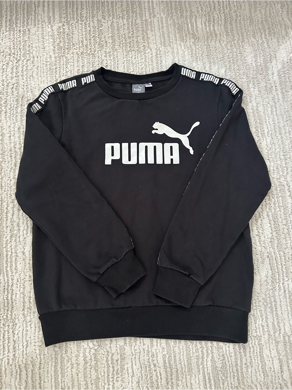 Puma Black Crewneck Sweatshirt with White Logo Tape